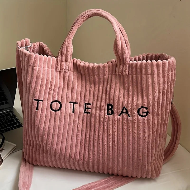 Corduroy Tote Bag Your Perfect Summer Companion Crossbody Blending Soft Texture Spacious Design