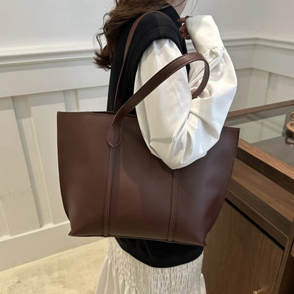 Large Leather Tote Bag – Retro Faux Leather Work & Commuter Handbag