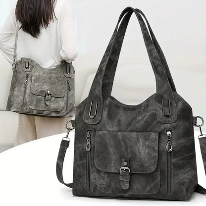 Retro Vegan Leather Women's Shoulder Tote Bag