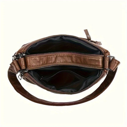 Vintage PU Leather Crossbody Bag Multi-Pocket Shoulder Bag