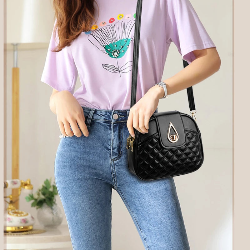 Simple Commuting Small Square Bag Trend All Three-Layer One-Shoulder Lady Cross-Body