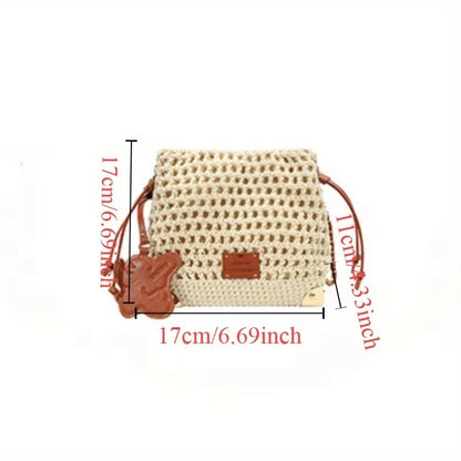 Knit Crossbody Bag for Women – Chic Crochet Shoulder Purse with Chain Strap