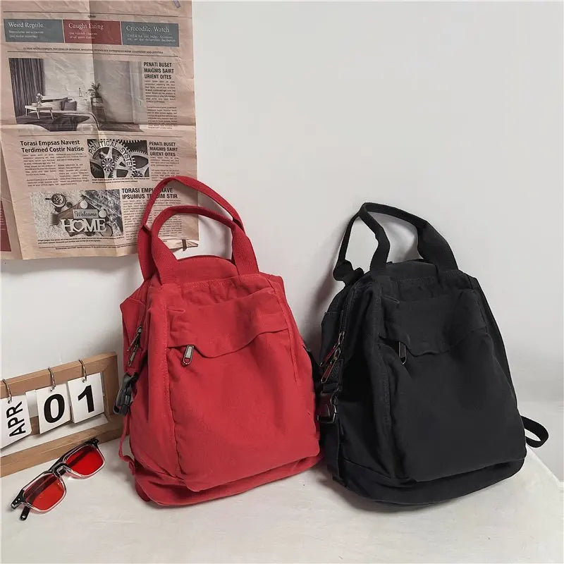 Canvas Daypack for Women – Vintage Multi-Pocket Backpack