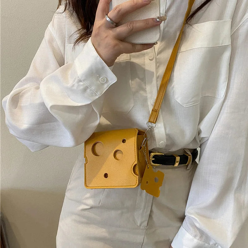 Cheese Crossbody Bag – Cute Novelty Shoulder Purse with Charm