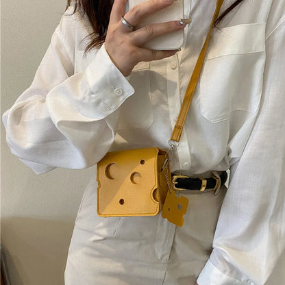 Cheese Crossbody Bag – Cute Novelty Shoulder Purse with Charm