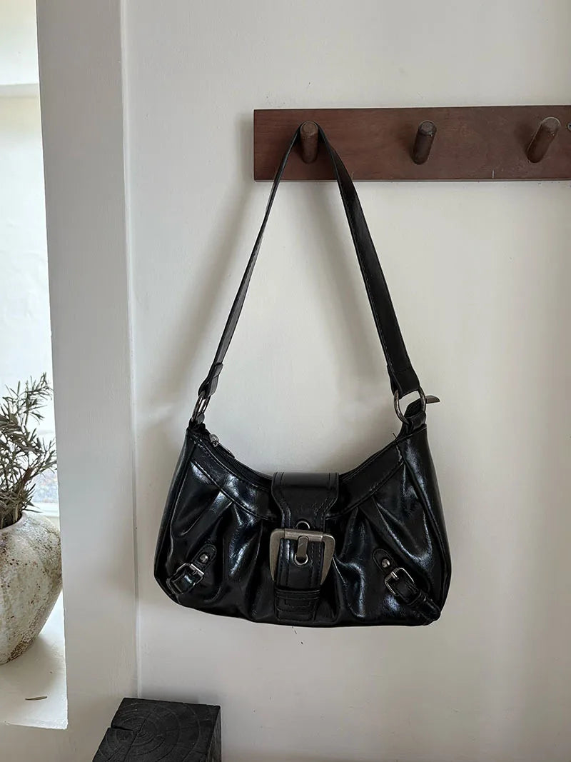 Punk Motorcycle-Style Retro Underarm Bag Multi-Functional Large-Capacity Versatile Shoulder Bag
