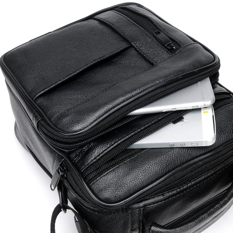 Genuine Leather Men S Casual Single-Shoulder Bag Crossbody Business Hand-Carry Large-Capacity