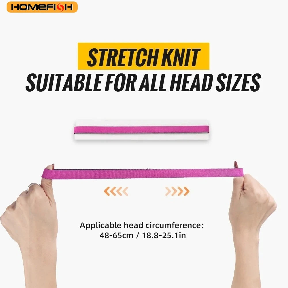 Homefish 2pcs Elastic Silicone Sport Headband Anti Slip Lightweight Hairband Men Women Fitness Gym