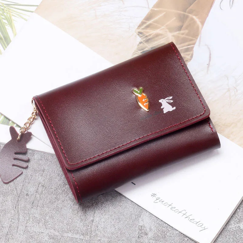 Cute Bunny Girl Three Fold Short Wallet Simple Student Small Kawaii