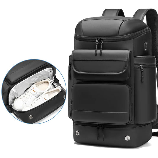 50L Men's Travel Backpack – Waterproof 17" Laptop & Shoe Compartment Bag