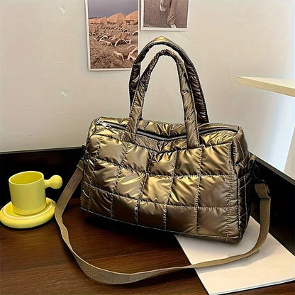 Quilted Solid Color Padded Travel Bag - Durable Portable Stylish - Perfect Sports