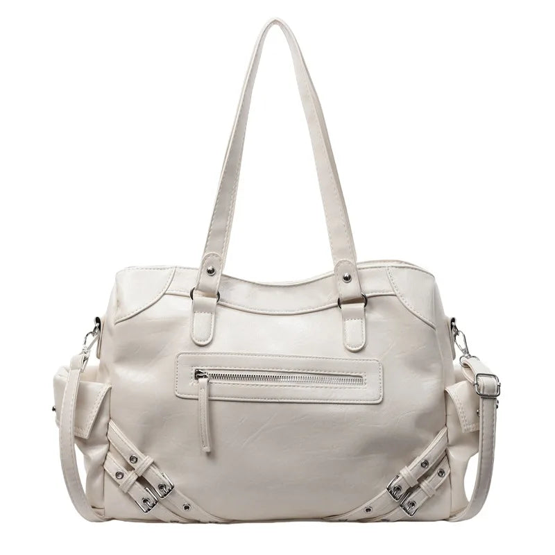 Large Capacity Shoulder Bag for Women with Front Zip Pocket