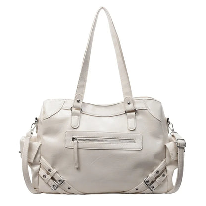 Large Capacity Shoulder Bag for Women with Front Zip Pocket