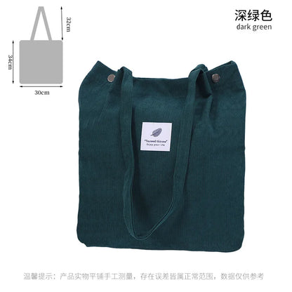 Corduroy Canvas Tote Bag – Minimalist Shoulder Bag for Women