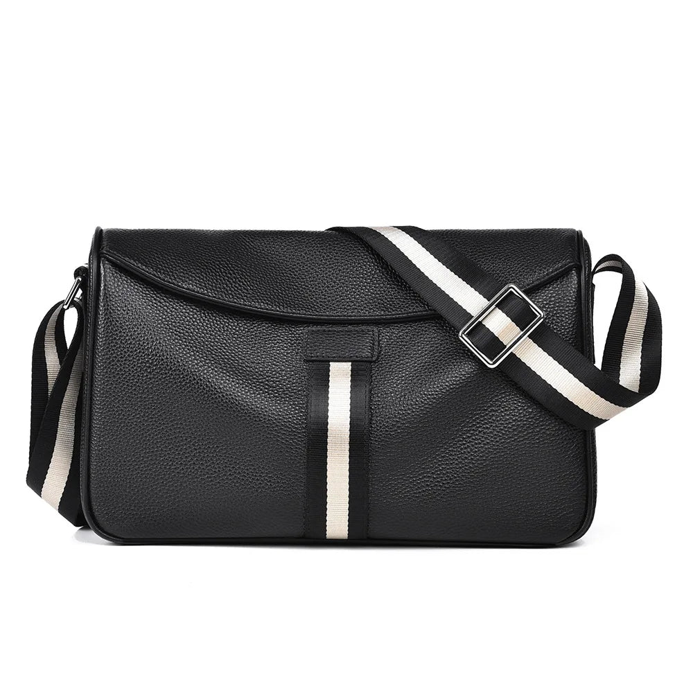 Men S Cross-Body Bag Leather Business Leisure Single Shoulder Back Head Layer