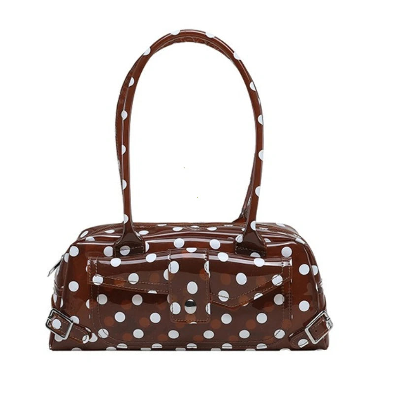 Sweet Polka Dot Transparent Pvc Jelly Tube Handbag Candy Colored Mini Top Handle Shoulder Bag Summer