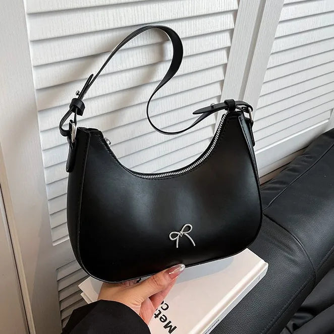 Bow-Detail Crossbody Bag – Women's Minimalist Shoulder Purse