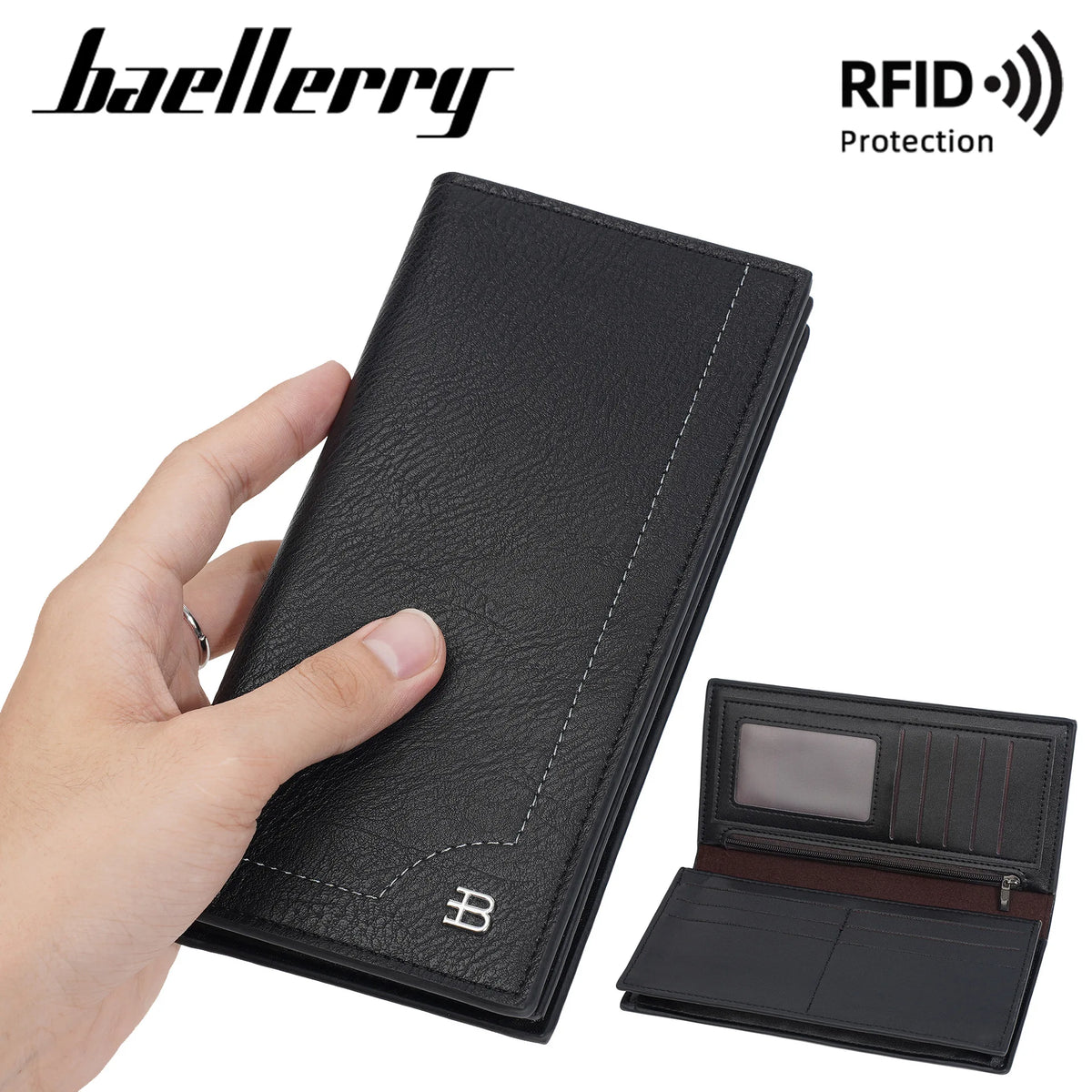 Light Thin Spliced Large-Capacity Wallet Men S Long Retro Business Multi-Slot Soft Wallet - Soft