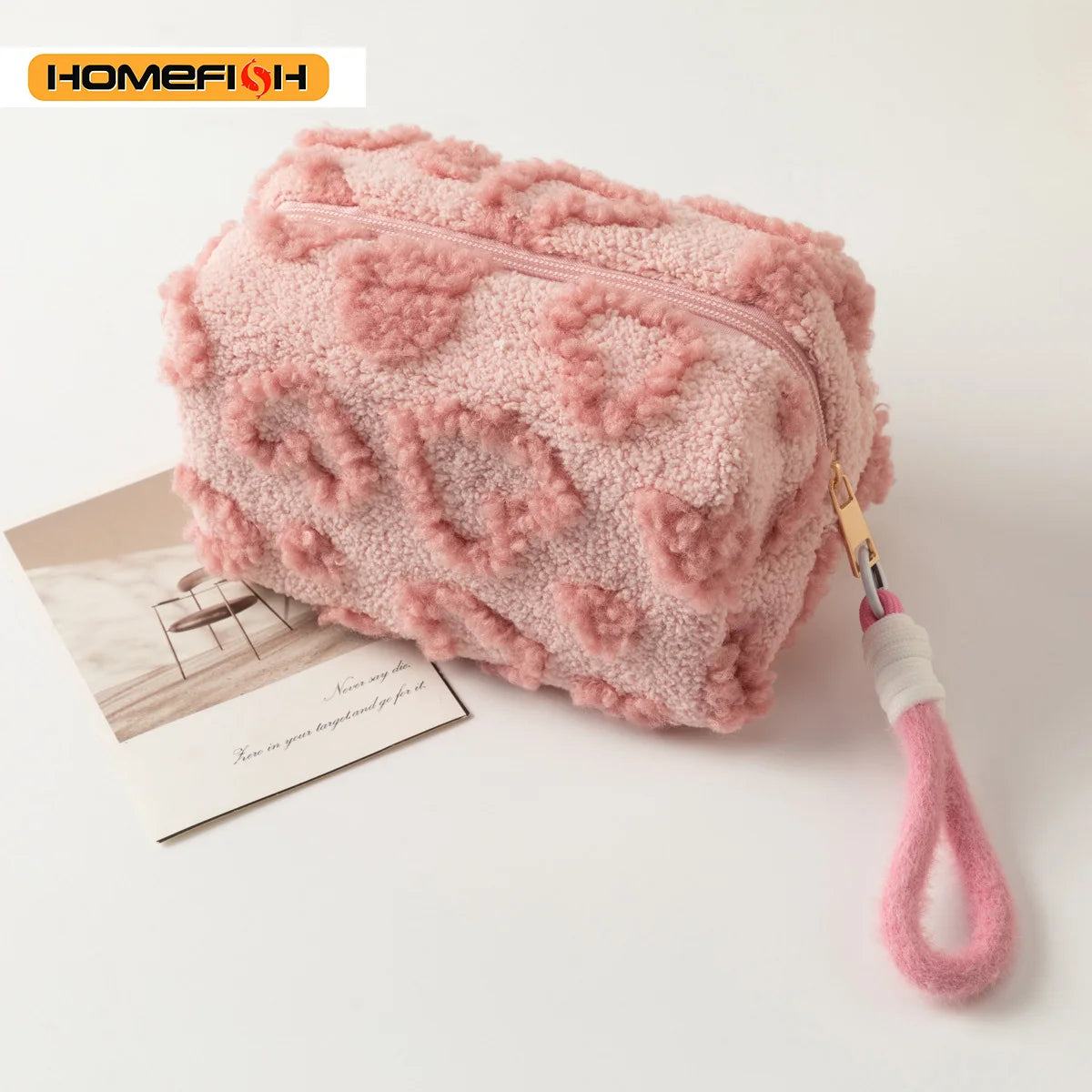 Homefish Makeup Bags Handle Soft Travel Cosmetic Storage Bag Portable Love Print Organizer Pencil