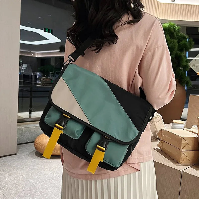 Waterproof Nylon Messenger Bag for Women – Large Capacity Crossbody
