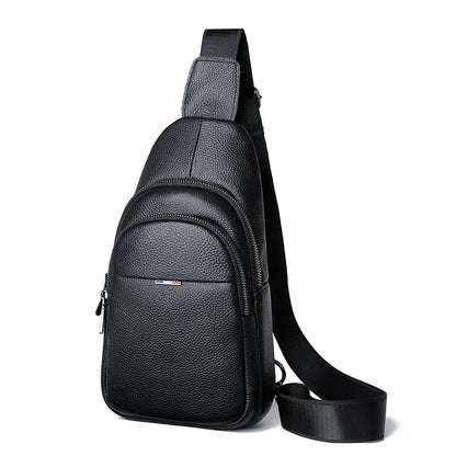 Genuine Leather Men S Chest Bag Top Layer Cowhide Crossbody Large-Capacity Business Single-Shoulder