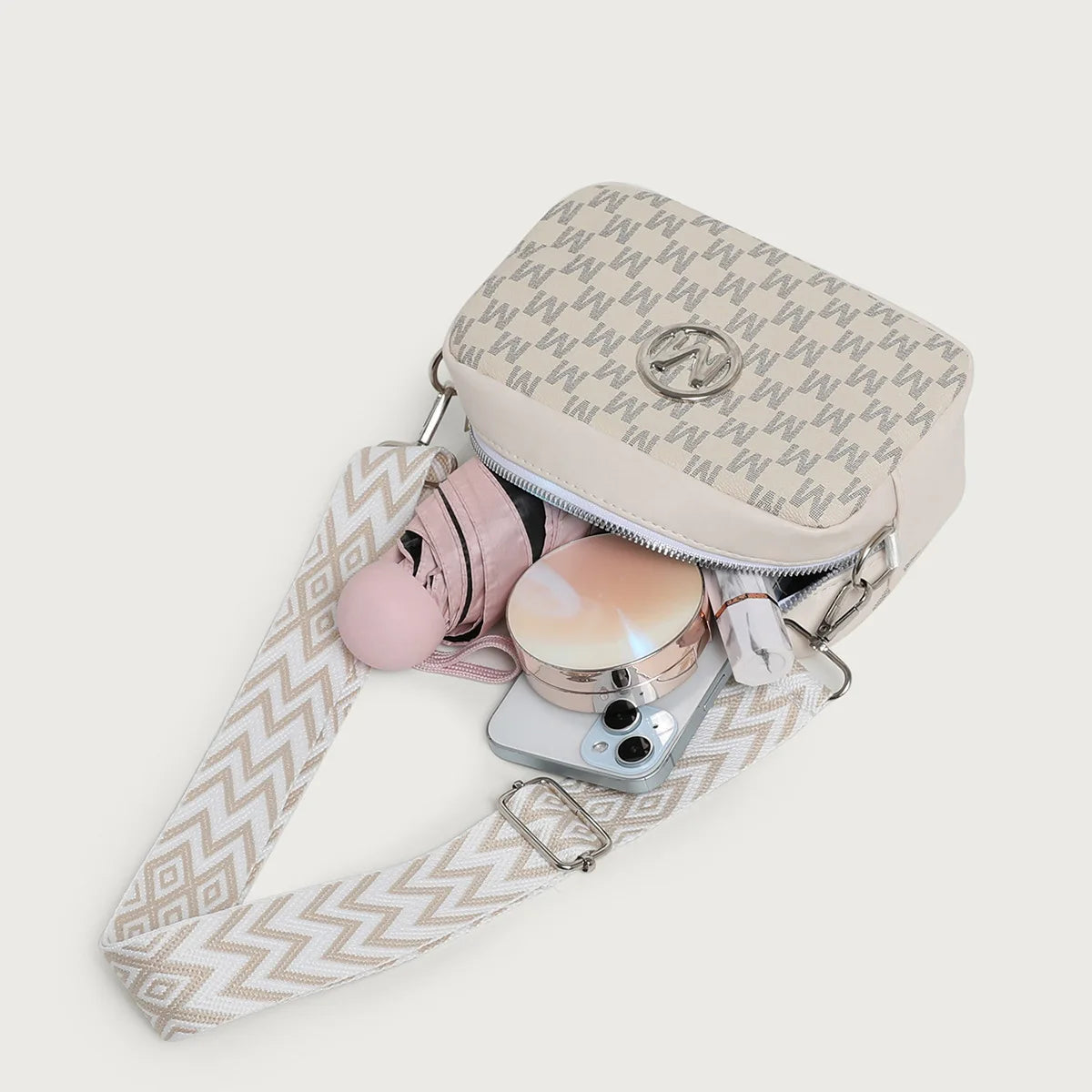 M Pattern Crossbody Bag for Women | Retro Monogram Purse
