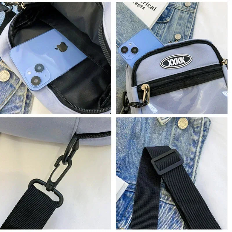 Korean Crossbody Bags Women Men Unisex Itabag Transparent Pocket Phone Bag Purse Small Shoulder Ita