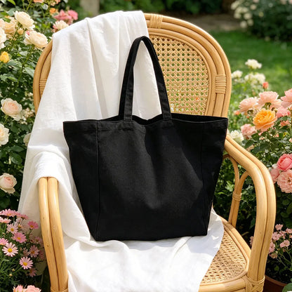 Fashionable Minimalist Solid Color Canvas Tote Bag Large Capacity Handbag Soft Durable Shoulder