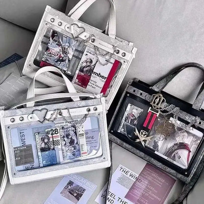 Denim Ita Bag Transparent Pocket DIY Crossbody – Y2K