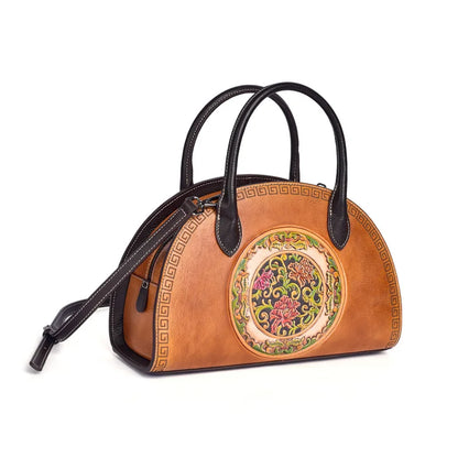 Chinese-Style Dumpling Bag Top-Grain Cowhide Women S Handbag Multi-Functional Large-Capacity