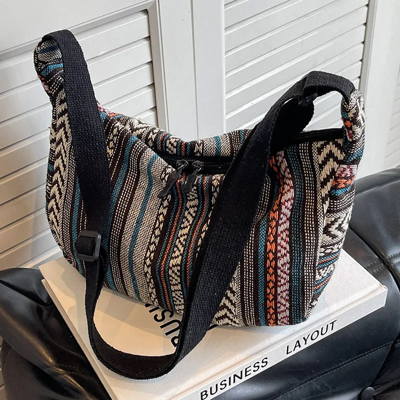 Boho Crossbody Bag – Ethnic Tribal Pattern Hobo Shoulder Purse
