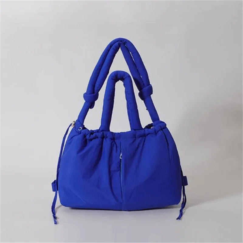 Puffy Drawstring Tote Bag – Thick Padded Dual Handle Shoulder Bag