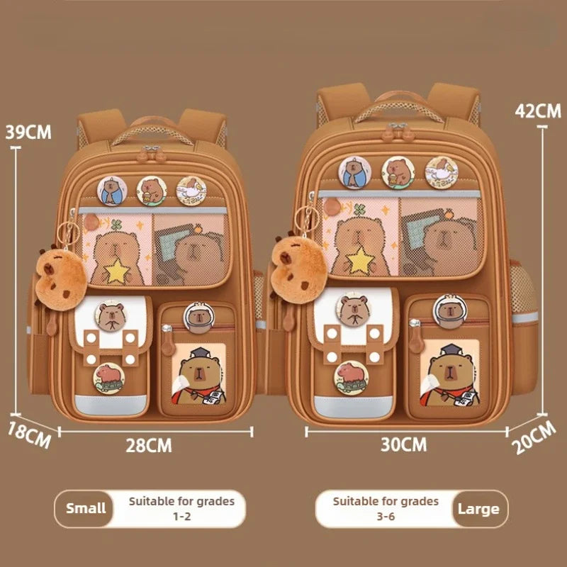Capybara Children Backpack Waterproof Student Schoolbag Large Capacity Alleviate Burden School Bag