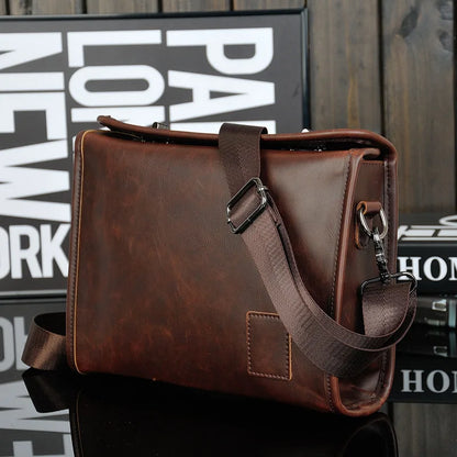 Pu Leather Men S Shoulder Bag Tablet Computer Storage Large Capacity Crossbody Double Twist Lock