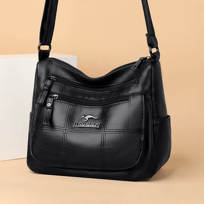 Multi-Pocket Crossbody Bag – Women's PU Leather Shoulder Bag