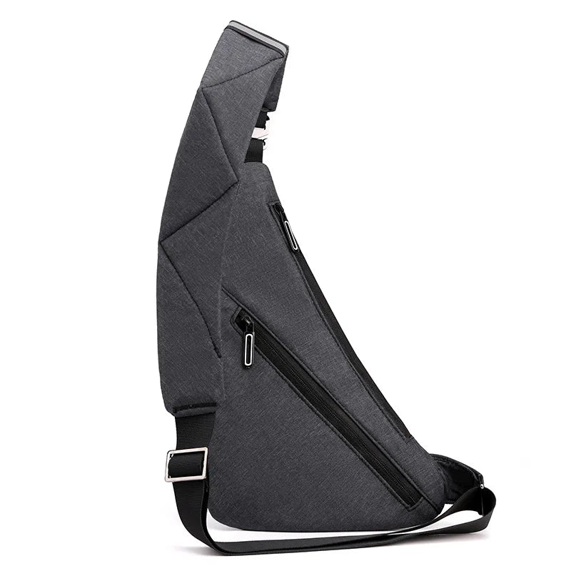Men S Large-Capacity Single-Shoulder Chest Bag Casual Commuting Small Backpack Reflective Waterproof