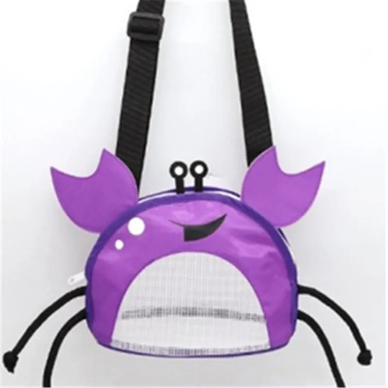 Novelty Design Crab Mesh Storage Bag Cute Cartoon Pattern Zipper Beach Bag Girl Shoulder Bag