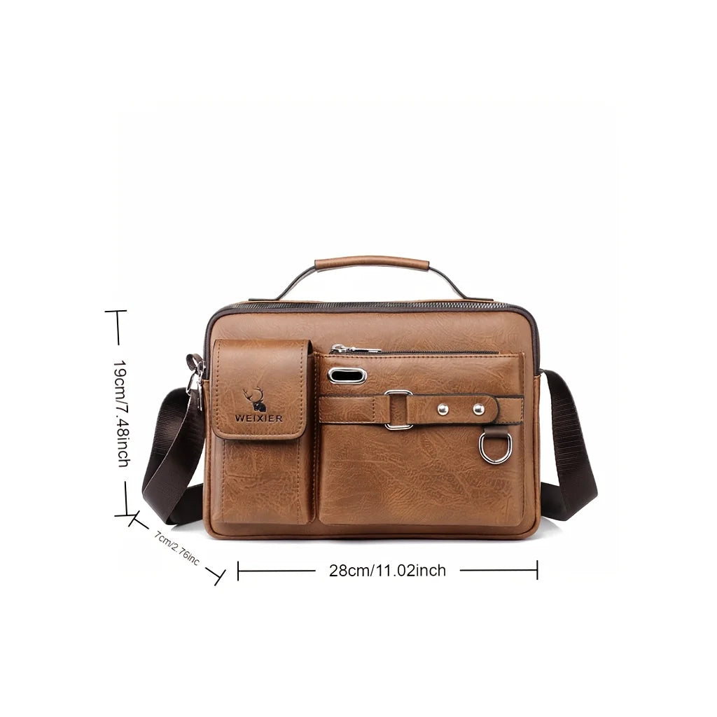 Men's Leather Crossbody Shoulder Bag – Business Casual