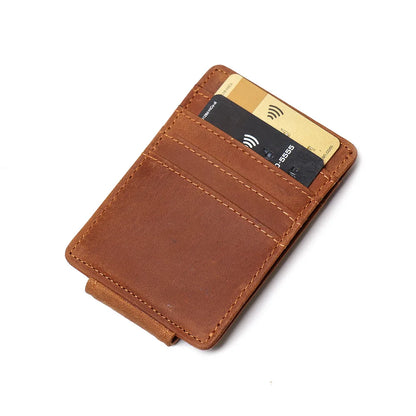 Crazy Horse Cowhide Men S Rfid Card Case Multi-Slot Magnetic Card Holder
