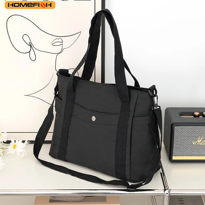 Homefish Large Capacity Solid Color Messenger Bag Nylon Casual Crossbody Bag Adjustable Removable