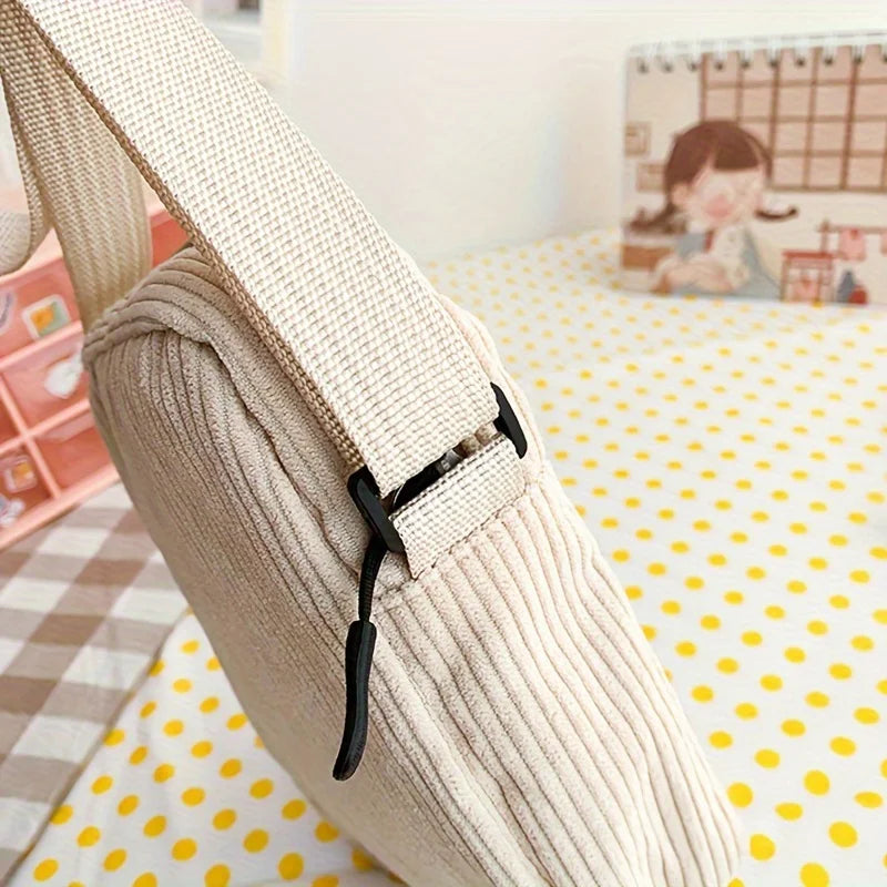 Girls Portable Corduroy Bear Phone Crossbody Bag Mobile Phone Coin Purse Fashionable Cross Small Bag