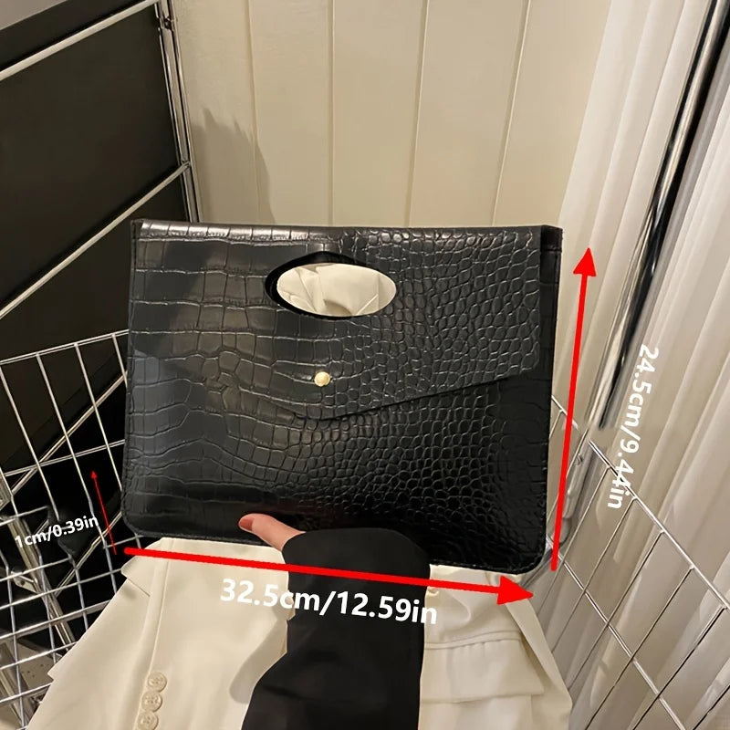 Crocodile Pattern Clutch Bag – Minimalist Office Handbag