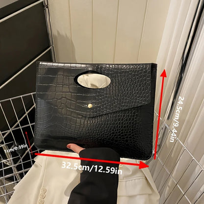 Crocodile Pattern Clutch Bag – Minimalist Office Handbag