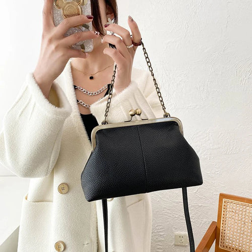 Kiss Lock Chain Crossbody Bag – Vintage Small Shoulder Purse