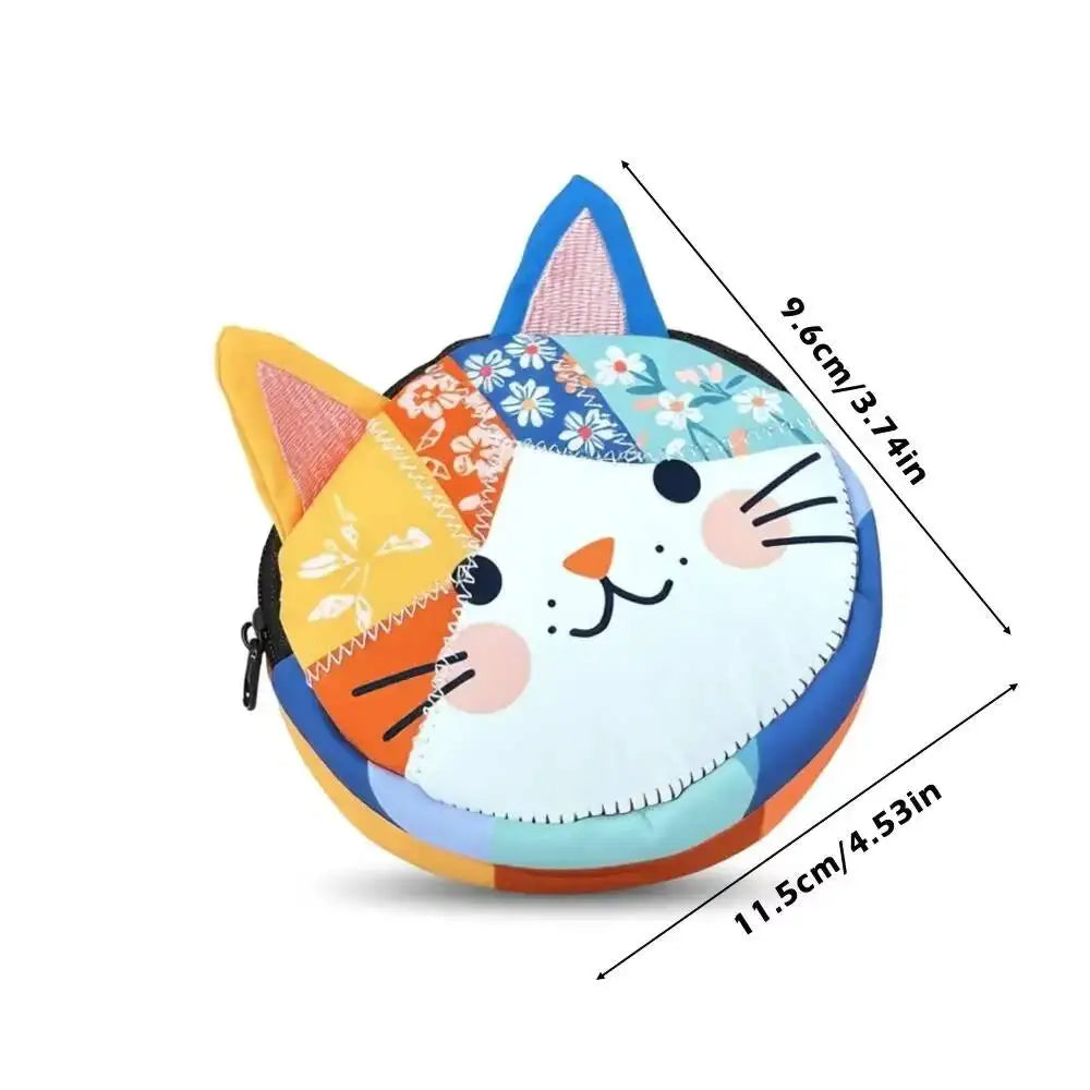 Cat Patchwork Coin Purse – Cute Zipper Pouch & Makeup Bag