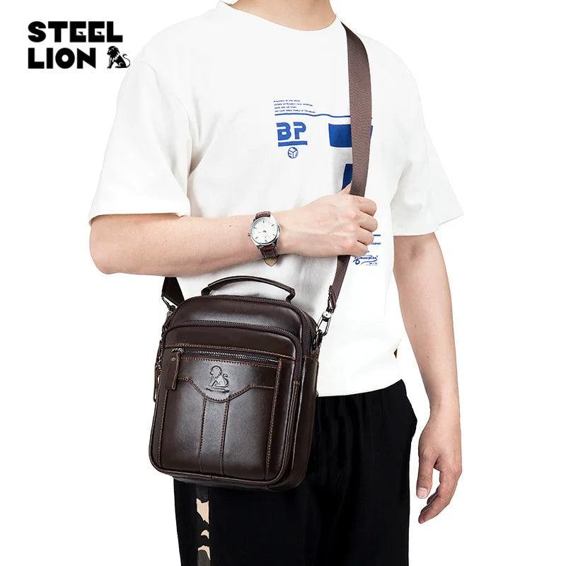 Men S Crossbody Bag Waterproof Retro Head Layer Cowhine Large Capacity Business Hand Lading Shoulder
