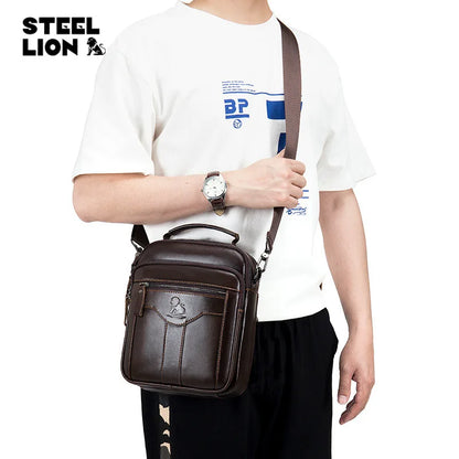 Men S Crossbody Bag Waterproof Retro Head Layer Cowhine Large Capacity Business Hand Lading Shoulder