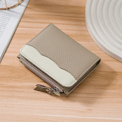 Rfid Genuine Leather Short Square Small Wallet Women