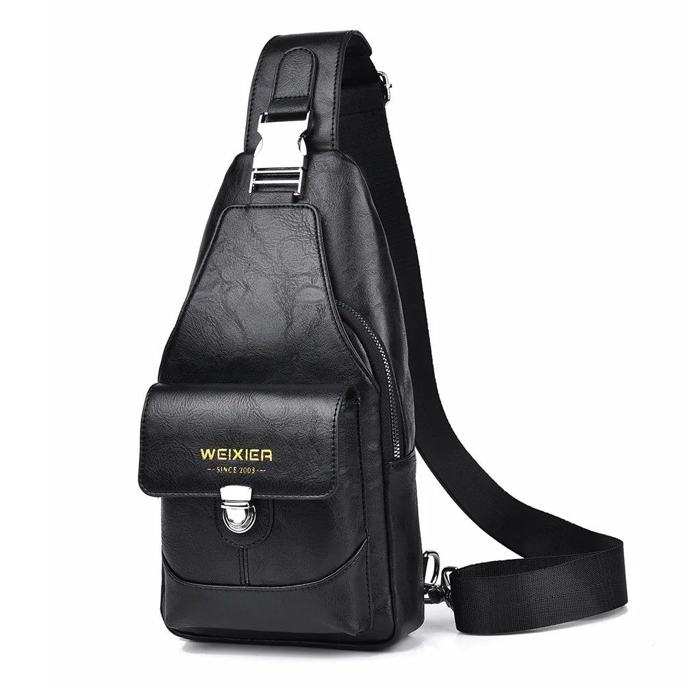 Men S Women Crossbody Large-Capacity Waterproof Buckle Zipper Simple Single-Shoulder Backpack