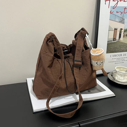 Waterproof Nylon Drawstring Bucket Bag – Pleated Crossbody Shoulder Bag